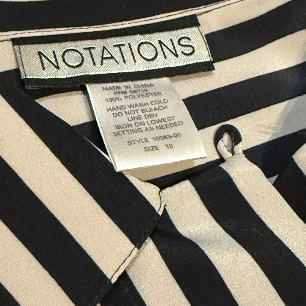 Notations Black Striped Button Down‎ Shirt Vintage Goth - Picture 2 of 7